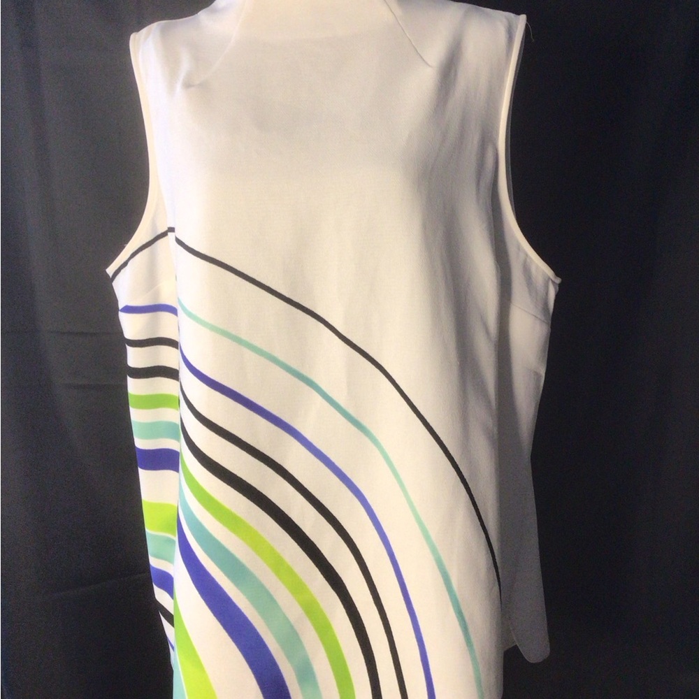 #585. Worthington Cream Boxy Tank Top with Multicolor Stripes